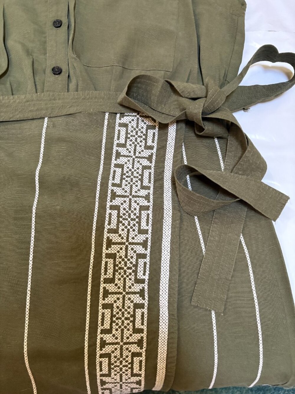 Banana Republic Embroidered Tencel™-Linen Wrap Dress Sz S - Picture 7 of 12